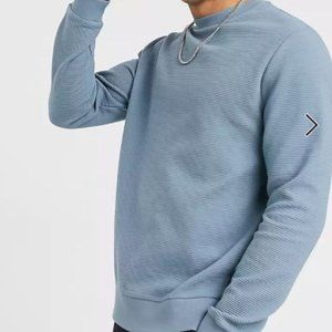 ‼️LAST CHANCE SALE‼️ ASOS DESIGN Men's Ribbed Crew Neck Sweatshirt Blue gray S